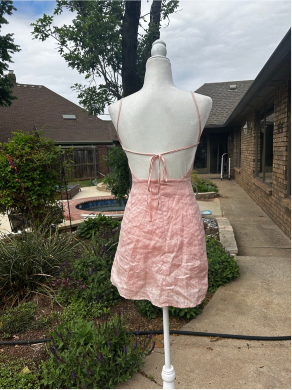 Capulet Pink Linen Open Back Mini Dress XS - Picture 3 of 11
